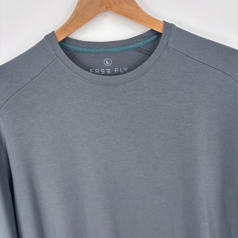 Free Fly Bamboo Long Sleeve Crewneck Shirt Mens L Gray Performance Hiking Tee